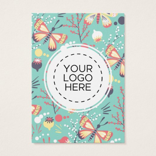 Butterflies Flowers Patroon Verdien Display Card Visitekaartje (Achterkant)