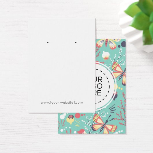 Butterflies Flowers Patroon Verdien Display Card Visitekaartje (Bureau)