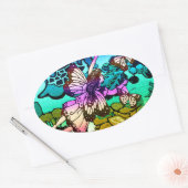 Butterflies, Flowers, Rainbow, Angel Ovale Sticker (Envelop)