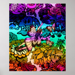 Butterflies, Flowers, Rainbow, Angel Poster