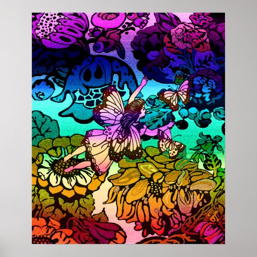 Butterflies, Flowers, Rainbow, Angel Poster (Voorkant)