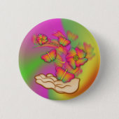 Butterflies & Flowers Ronde Button 5,7 Cm (Voorkant)