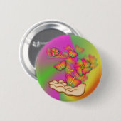 Butterflies & Flowers Ronde Button 5,7 Cm (Voorkant /achterkant)