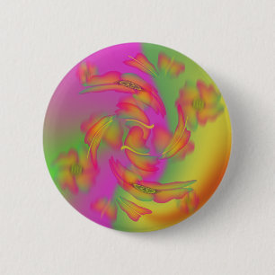 Butterflies & Flowers Ronde Button 5,7 Cm