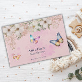 Butterflies Flowers Roze Baby shower Gastenboek