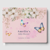 Butterflies Flowers Roze Baby shower Gastenboek (Voorkant)