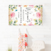 Butterflies Flowers Roze Baby shower Welkom Spandoek (Insitu)