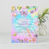 Butterflies Flowers Tie Dye Baby shower Kaart (Staand voorkant)