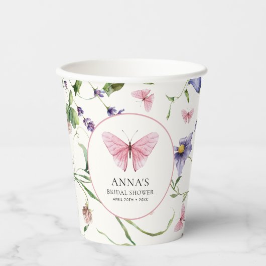 Butterflies Flowers Vrijgezellenfeest Papieren Bekers (Voorkant)