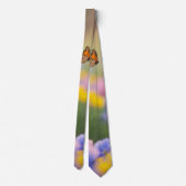 Butterflies Flying Over Colorful Spring Flower Gar Stropdas (Achterkant)