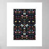 Butterflies Folk Art Floral Pattern Poster (Voorkant)