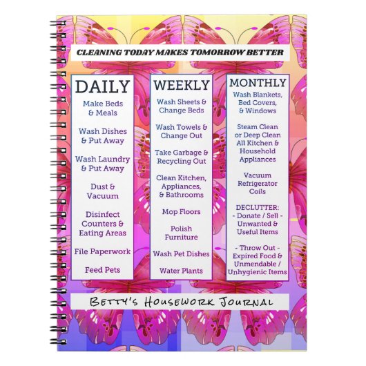 Butterflies Forever Personalized Housework Journal Notitieboek (Voorkant)