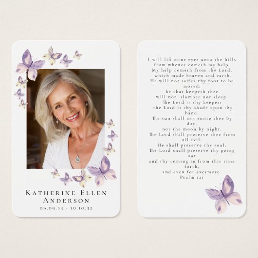 Butterflies Foto Funeral Memorial Prayer Kaart (Voorkant /achterkant)