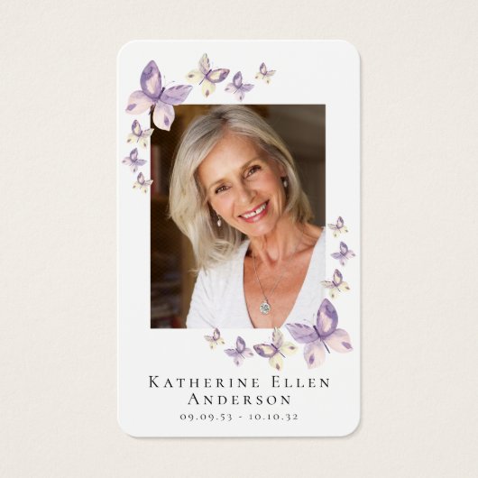 Butterflies Foto Funeral Memorial Prayer Kaart (Voorkant)