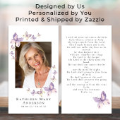 Butterflies Foto Funeral Memorial Prayer Kaart