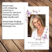 Butterflies Foto Funeral Memorial Prayer Kaart