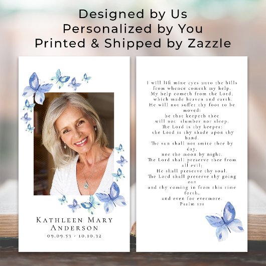 Butterflies Foto Funeral Memorial Prayer Kaart