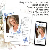 Butterflies Foto Funeral Memorial Prayer Kaart