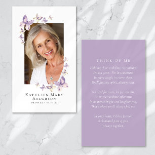 Butterflies Foto Funeral Memorial Prayer Kaart