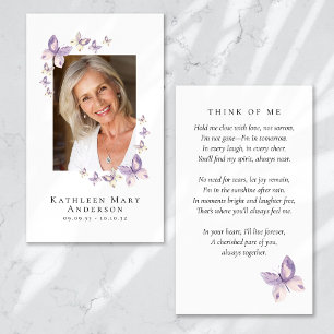 Butterflies Foto Funeral Memorial Prayer Kaart