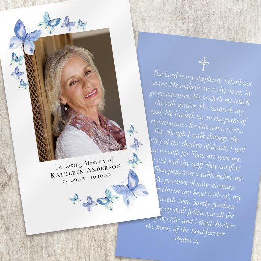 Butterflies Foto Memorial Prayer Kaart