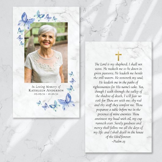 Butterflies Foto Memorial Prayer Kaart