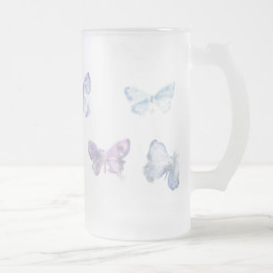 'Butterflies' Frosted Glass Mok