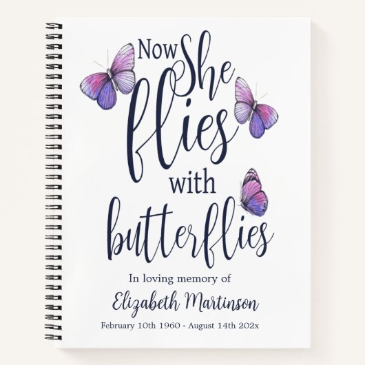 Butterflies Funeral Memorial Guest Book Notitieboek (Voorkant)