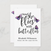 Butterflies Funeral Memorial Herdenkingskaart Aankondiging (Voorkant / Achterkant)