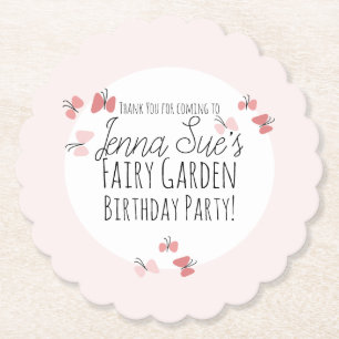 Butterflies Garden Birthday Pink Kartonnen Onderzetters