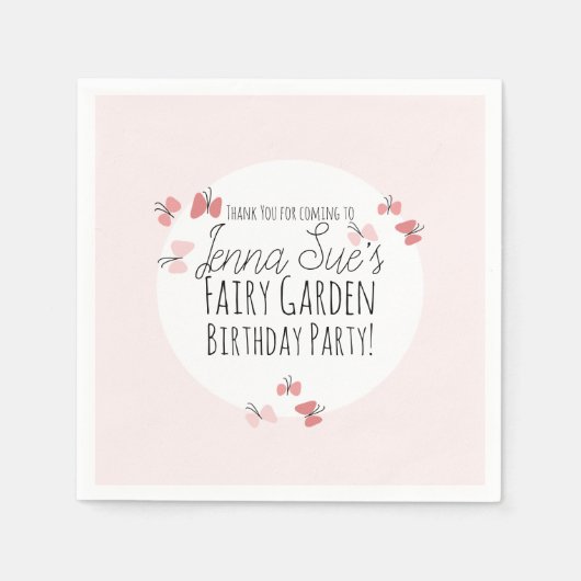 Butterflies Garden Birthday Pink Servet (Voorkant)