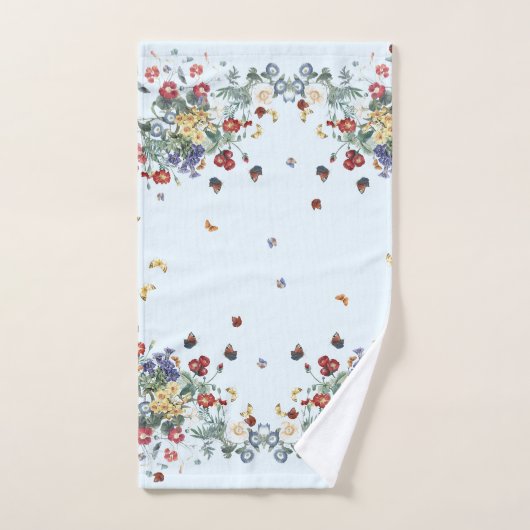  Butterflies Garden Flowers Bath Towel Set Bad Handdoek (Handdoek)