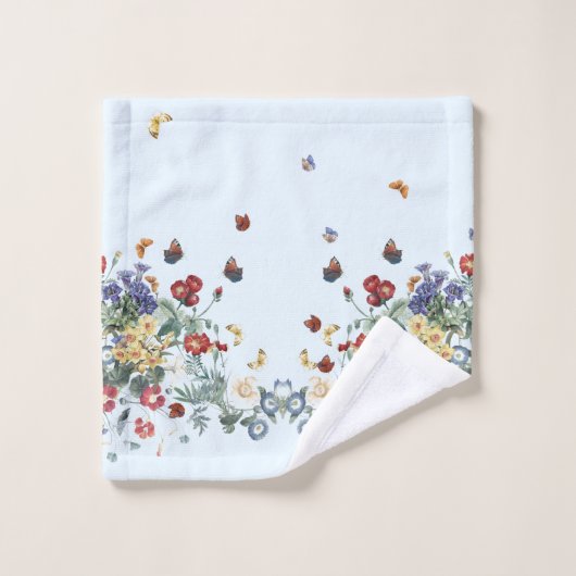 Butterflies Garden Flowers Bath Towel Set Bad Handdoek (Wasdoekje)