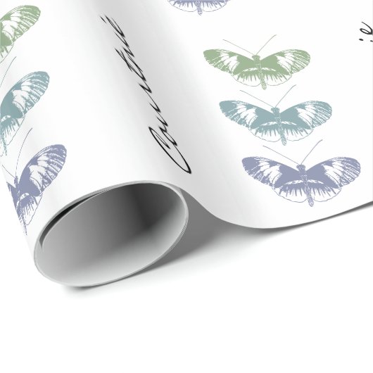 Butterflies gepersonaliseerde naam cadeaupapier (Rol Hoek)