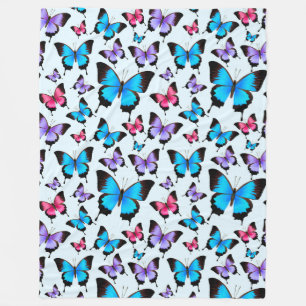 Butterflies Girly Blauwgroen Grote Fleece Deken