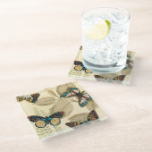 Butterflies glijdend over bladeren glazen onderzetter (Schuin)