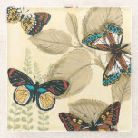 Butterflies glijdend over bladeren glazen onderzetter<br><div class="desc">Als u niet weet hoe prachtige vlinders dit schilderij u zal helpen begrijpen. Megan Meagher creëerde een prachtige renditie van een groep vlinders die over bladeren zweefden. Een prachtig kunstwerk om je thuis in te zetten!</div>