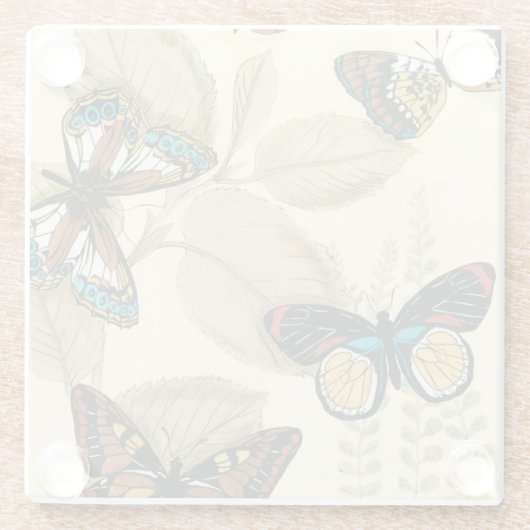 Butterflies glijdend over bladeren glazen onderzetter (Achterkant)