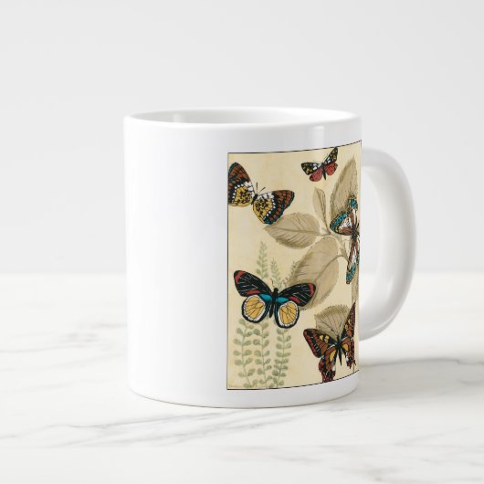 Butterflies glijdend over bladeren grote koffiekop (Voorkant rechts)