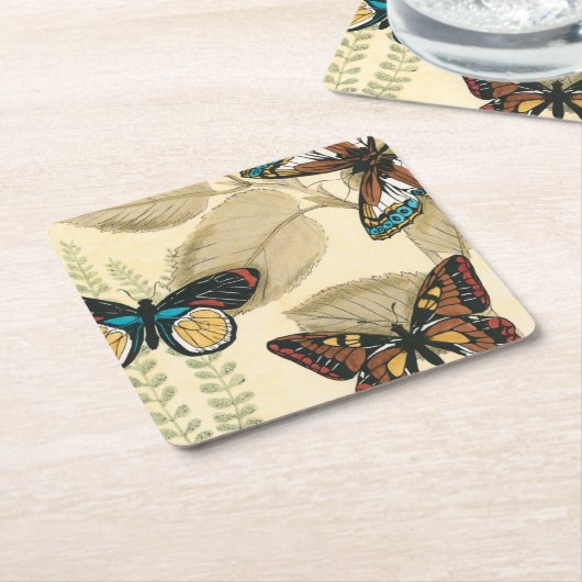 Butterflies glijdend over bladeren kartonnen onderzetters (Schuin)