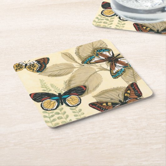 Butterflies glijdend over bladeren kartonnen onderzetters (Schuin)