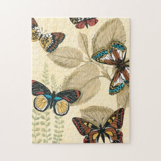 Butterflies glijdend over bladeren legpuzzel (Verticaal)