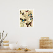 Butterflies glijdend over bladeren poster (Keuken)