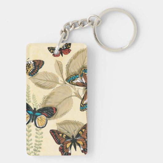 Butterflies glijdend over bladeren sleutelhanger (achterkant)