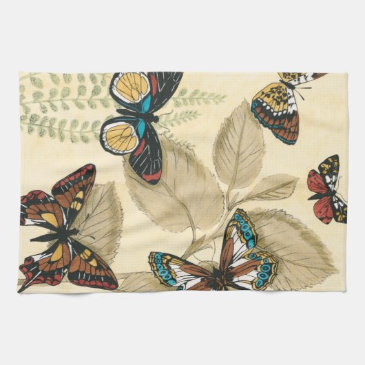Butterflies glijdend over bladeren theedoek (Horizontaal)