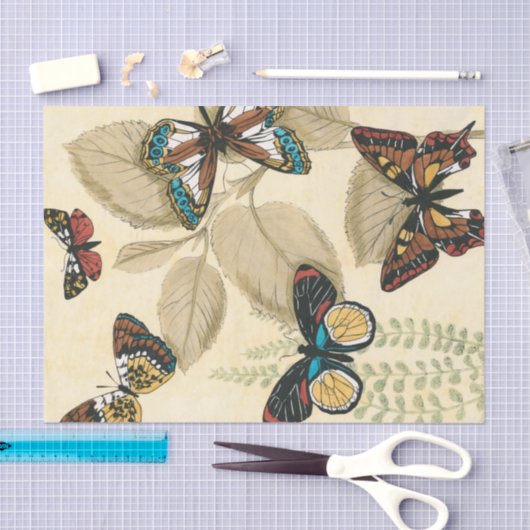 Butterflies glijdend over bladeren tissuepapier (Craft)