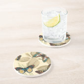 Butterflies glijdend over bladeren zandsteen onderzetter (Zijkant)