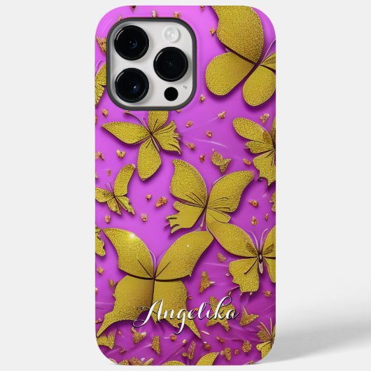 Butterflies Gold Glitters roze achtergrond Case-Mate iPhone Case (Achterkant)