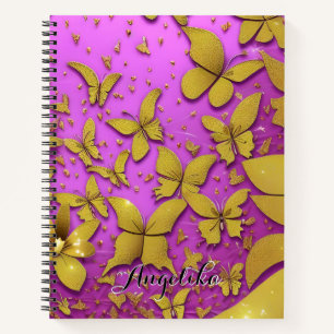 Butterflies Gold Glitters roze achtergrond Notitieboek