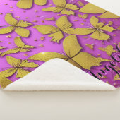 Butterflies Gold Glitters roze achtergrond Sherpa Deken (3/4)
